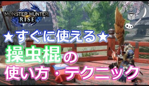 【MHRise/モンハンライズ】操虫棍を上手くなりたいあなたへ！操虫棍の使い方とテクニックのご紹介！！（操虫棍/初心者～中級者/おすすめコンボ/虫エキス回収/鉄柱糸技/猟虫/使い方）