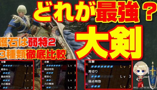 一番、火力が出る大剣の装備を紹介！※護石は弱点特攻2,2スロ空きなし【モンハンライズ】【MHRise】【MHライズ】【モンハン】【大剣】