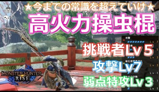 【MHRise/モンハンライズ】挑戦者スキルがまじで強い！！攻撃スキルと挑戦者スキルを兼ね備えた汎用性高火力操虫棍のご紹介！！（操虫棍/おすすめ/汎用性/初心者の方/挑戦者/装備紹介/高火力/快適）