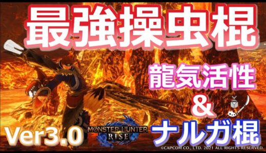 【MHRise/モンハンライズ】ナルガ棍×バルファルク防具がめっちゃ強い！！アプデVer3.0後に強化された汎用性高火力操虫棍のご紹介！！（操虫棍/龍気活性/おすすめ/装備紹介/高火力/快適/達人芸）