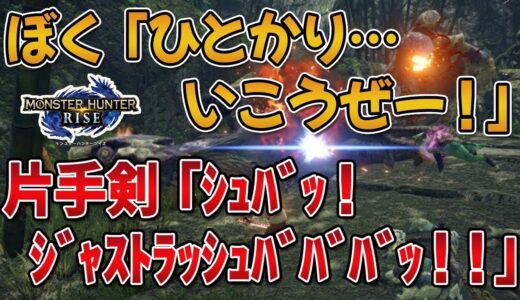 【MHRise】ぼく「ひと狩り…行こうぜ～～！！」片手剣「ｼｭﾊﾞｯ！ジャストラッシュﾊﾞﾊﾞﾊﾞｯ」【モンハンライズ】