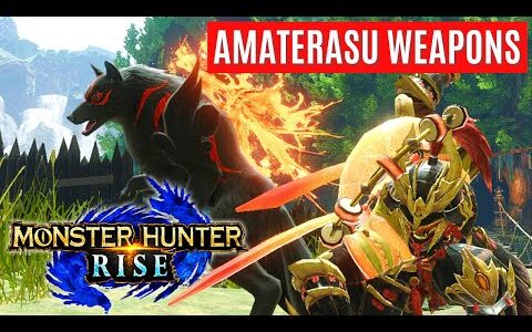 Monster Hunter Rise AMATERASU WEAPONS GAMEPLAY TRAILER REVEAL PATCH 3.2 OKAMI DLC モンスターハンターライズ アマテラス