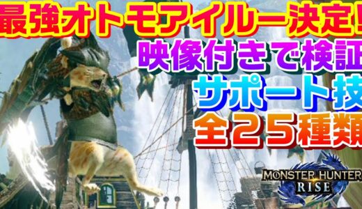 【モンハンライズ】最強オトモアイルー決定！映像付きで全オトモサポート行動技２５種類を検証するモンハンライズ【モンスターハンターライズ】