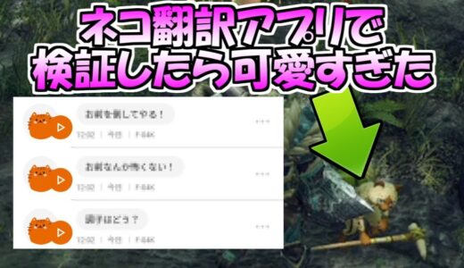 アイルーが何喋っているか話題のネコ翻訳アプリで検証してみたら可愛すぎた　モンハンライズ+アイスボーン