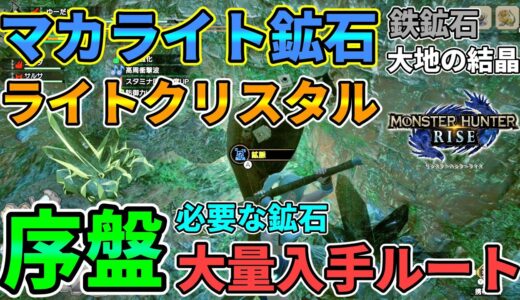 【モンハンライズ】1周3分で鉱石がザクザク稼げる！マカライト鉱石・ライトクリスタル・鉄鉱石・大地の結晶etc.大量入手ルート！序盤必要な素材を水没林で集めまくる！【モンスターハンターライズ】