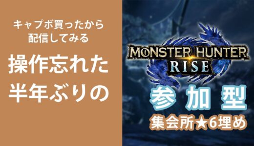 【集会所★6埋め】操作忘れた半年ぶりのモンハンライズ【キャプボ買った】