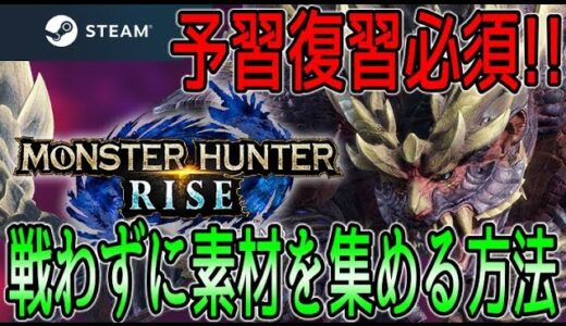 知ってる？モンハンライズの裏技的、狩らずに目当ての素材を集める方法（全マップ編）！steam版に向けてチェック！【モンハンライズ/MHRise】