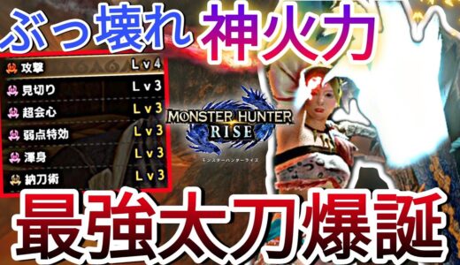 【モンハンライズ】限界突破させたぶっ壊れ神火力の最強太刀爆誕!!(ファイト猫運用でさらに強くなります)【MHRise】