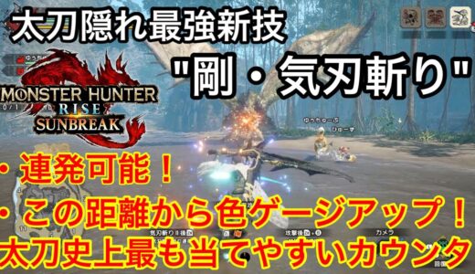 【サンブレイク】太刀が遠距離攻撃をカウンターでゲージ溜まる!?隠れ最強新技””剛気刃斬り”が強すぎる！【モンハンライズ】 【徹底解説】【武器解説】【立ち回り講座】【入れ替え技】