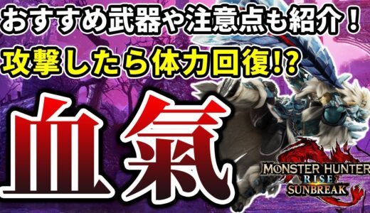 今さら聞けない！？攻撃しながら回復できる「血氣」のスキル効果とおすすめの使い方を徹底解説【モンスターハンターライズ：サンブレイク】