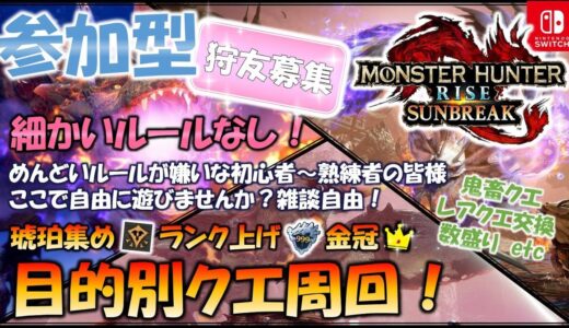 【モンハンライズ／サンブレイク】【参加型】#138 琥珀集め！乱獲や金冠コンプもやってるよ！初見さん歓迎！面倒なルールは無しで遊びませんか？裏VC鯖もあり！フレンド募集！【雑談】【周回】
