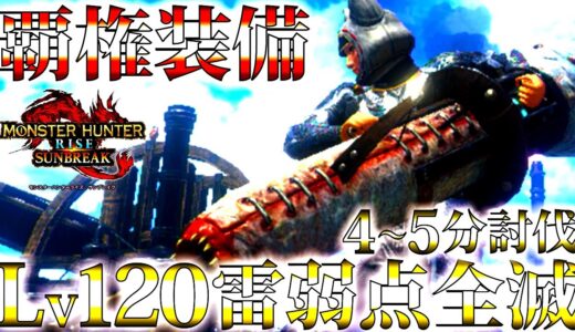 【サンブレイク】Lv120の雷覇権装備。弾切れ無しで楽に4～5分討伐する雷速射ライト、おすすめ/並おま型で紹介＆実戦【モンハンライズ】