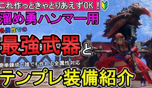 【MHRiseSB】溜め勇ハンマーを始めたい人向け！ 各属性汎用最強ハンマーと誰でも作れるテンプレ装備紹介【モンハンライズ サンブレイク】