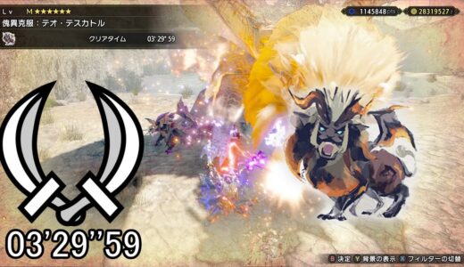 【MHRS PC】傀異克服：テオ・テスカトル 双剣 ソロ 03’29”59/Risen Teostra Dual Blades Solo