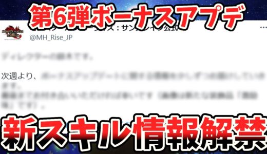 【情報解禁】とうとう新スキルの効果が判明！この情報から第6弾アプデでどんな環境になるのか徹底予想【モンハンライズ サンブレイク】