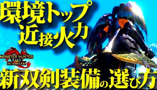 【必須知識】使用者爆増中の双剣、トップ火力装備は使いこなせないと与ダメ激減で要注意。新環境の自分に合った双剣装備の選び方まとめ【双剣初心者向/モンハンライズサンブレイク】