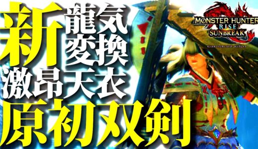 【最新型】原初メルゼナ防具で『レア8並おま作成・カスタム性&火力UP』した龍気変換激昂・天衣無崩双剣。おすすめ双剣装備紹介＆実戦【モンハンライズサンブレイク】