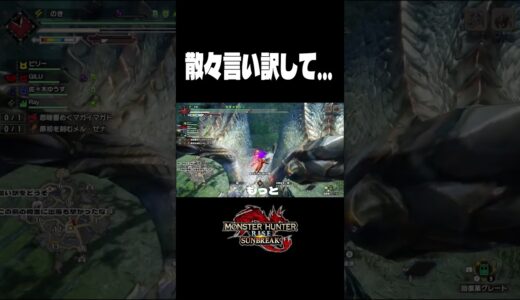 散々言い訳して   【モンハンライズサンブレイク】#monsterhunter #shorts #のき #モンスターハンター #サンブレイク