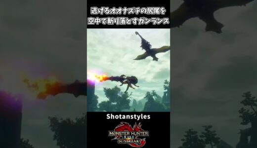 【モンハン】逃げるオオナズチの尻尾を空中で斬るガンランス【モンハンサンブレイク】