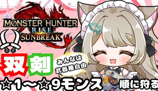 【サンブレイク】モンハン【参加型】双剣でEX☆１クエ～EX☆９モンスを順に一狩り！武器種自由２クエ交代参加型✨LIVE配信【switch版モンハンライズ】