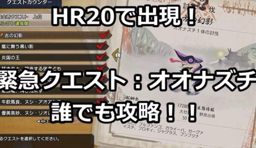 【モンハンライズ】集会所HR20オオナズチがクリアできない人必見！狩りが苦手な人でも安心！誰でも簡単オオナズチをクリアできる方法【オオナズチ】