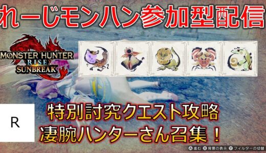 【モンハンライズ/サンブレイクSwitch版、参加型配信】特別討究クエスト攻略、凄腕ハンターさん召集！_part25【モンスターハンターサンブレイク】