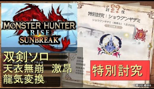 （Switch）モンスターハンターライズ　サンブレイク　ソロ討伐！！　特別討究　ショウグンギザミ　VS　双剣のカナン（天衣無崩）　by　KANAN　（MONSTER　HUNTER　RISE　SUNBR