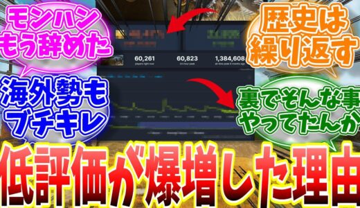 渾身のアプデのはずなのにsteamレビューがまたヤバい事に…実は裏でとんでもないことをしていたと話題に【反応集】【MHWs】【ライズ】【サンブレイク】【NHK特番「ゲームゲノム」】