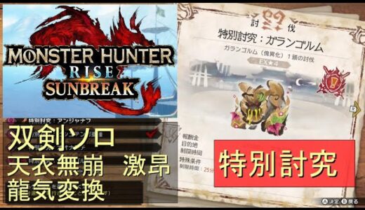 （Switch）モンスターハンターライズ　サンブレイク　ソロ討伐！！　特別討究　ガランゴルム　VS　双剣のカナン（天衣無崩）　by　KANAN　（MONSTER　HUNTER　RISE　SUN